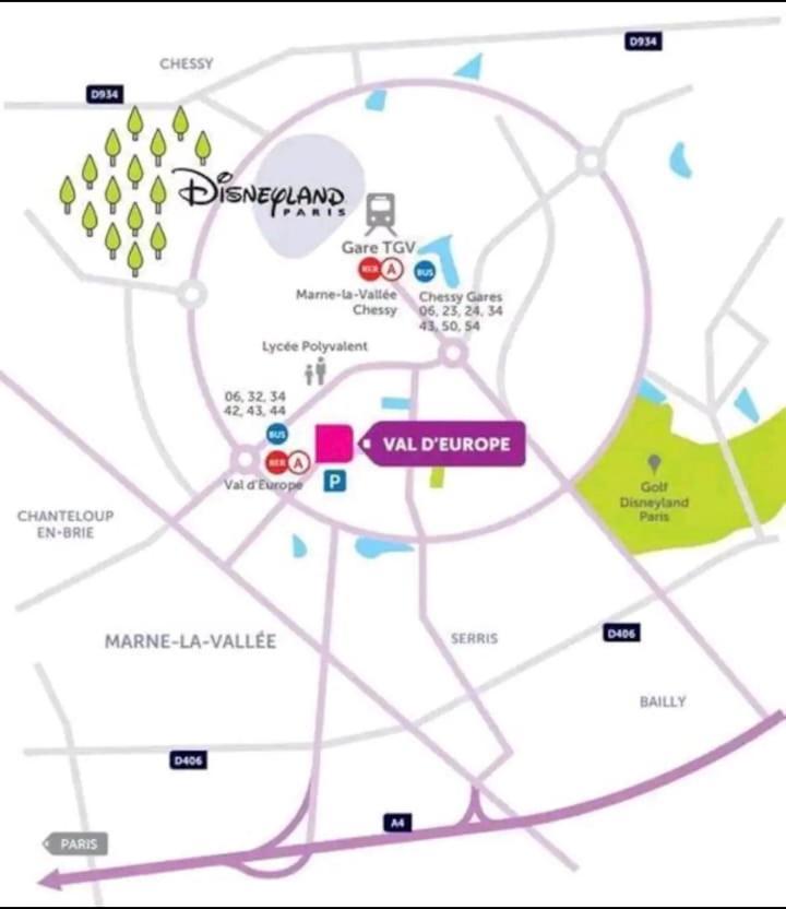 Appartement Disneyland Paris Val D'Europe La Vallee Village Parking 500M Gare Val D'Europe 몽테브랭 외부 사진